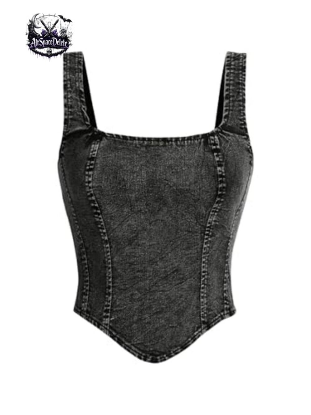 Denim Corset Tank Top Crop Sleeveless Zip Back Y2K Streetwear